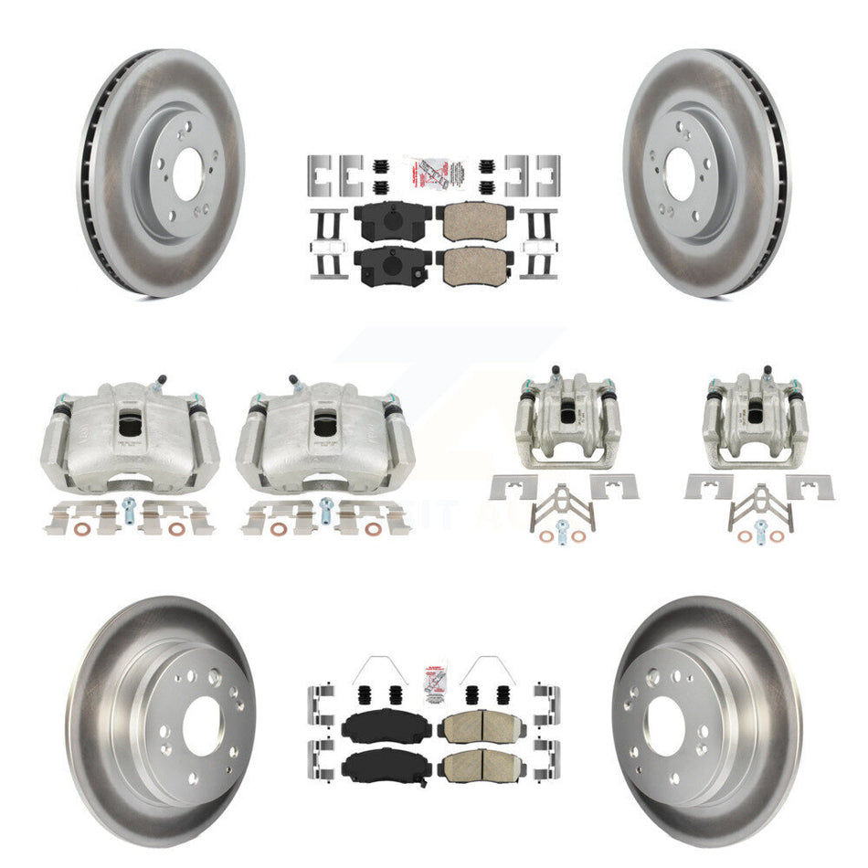 Front Rear Disc Brake Caliper Coated Rotors And Ceramic Pads Kit (10Pc) For 2004-2005 Acura TL Automatic transmission KCG-101656N