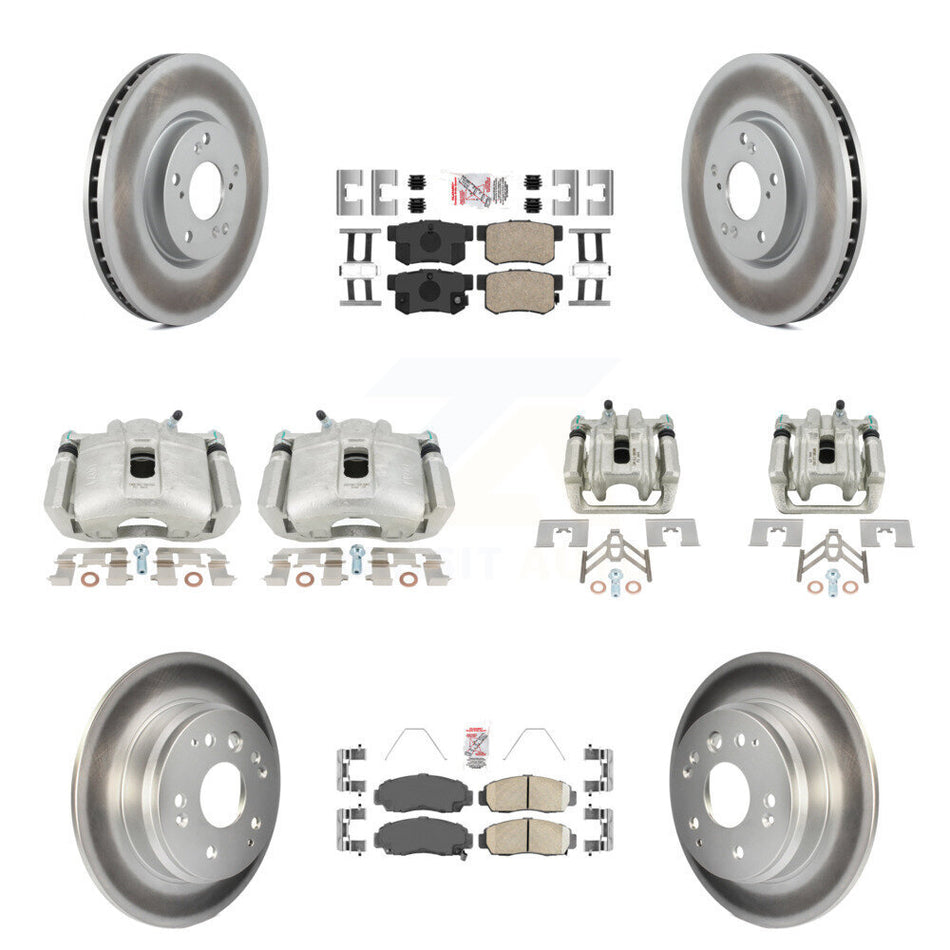 Front Rear Disc Brake Caliper Coated Rotors And Ceramic Pads Kit (10Pc) For 2004-2005 Acura TL Automatic transmission KCG-101657N