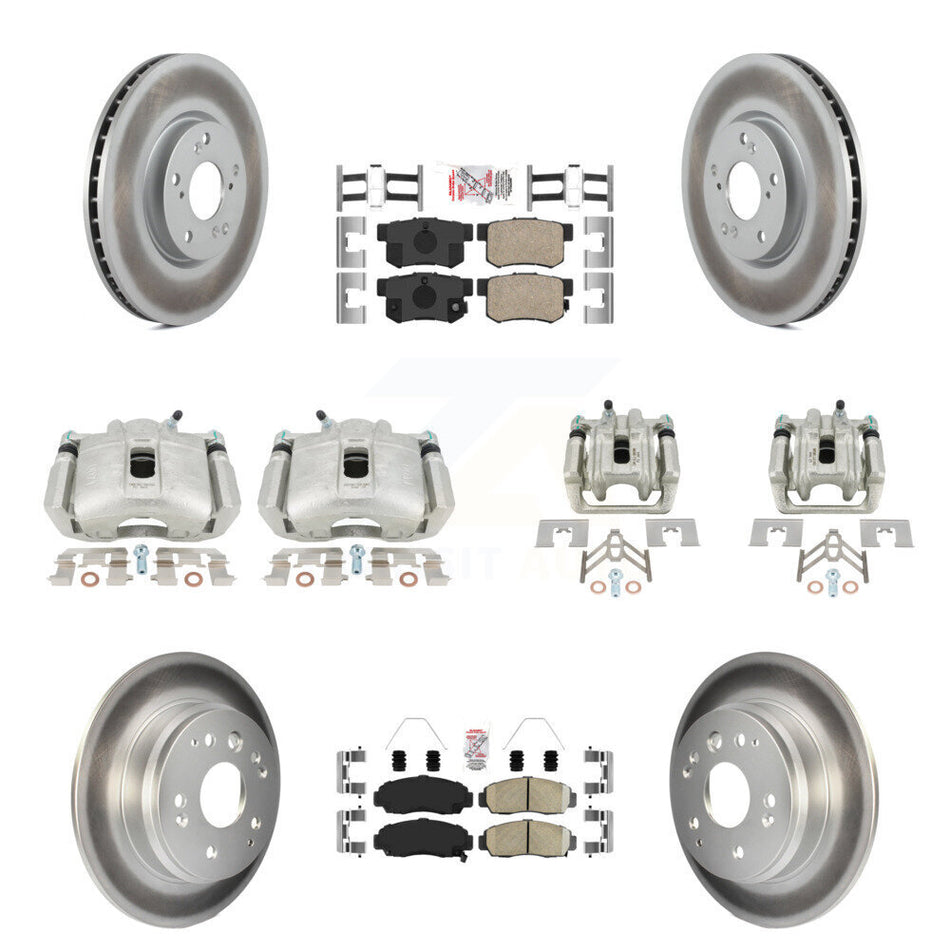 Front Rear Disc Brake Caliper Coated Rotors And Ceramic Pads Kit (10Pc) For 2004-2005 Acura TL Automatic transmission KCG-101658N