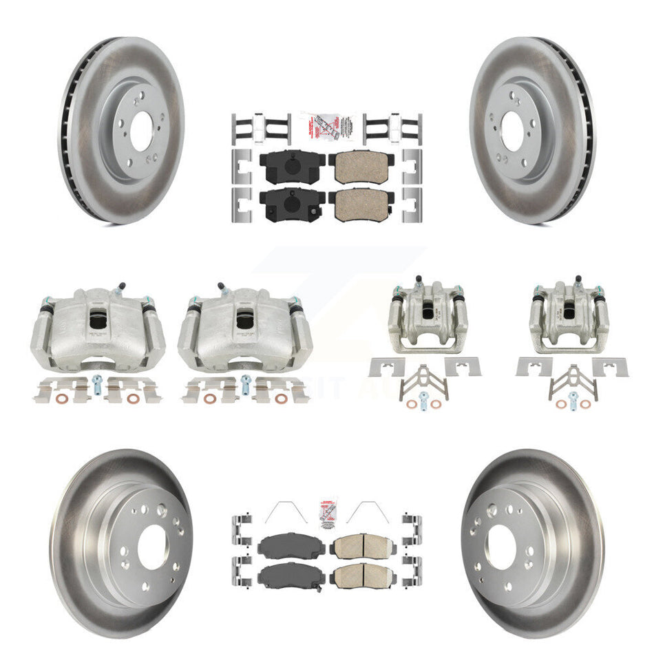 Front Rear Disc Brake Caliper Coated Rotors And Ceramic Pads Kit (10Pc) For 2004-2005 Acura TL Automatic transmission KCG-101659N