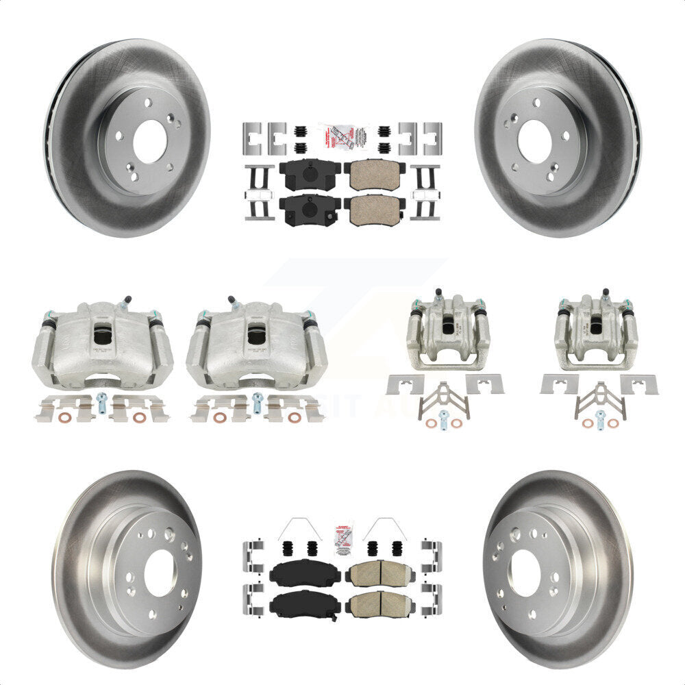 Front Rear Disc Brake Caliper Coated Rotors And Ceramic Pads Kit (10Pc) For Acura TL KCG-101664N by Transit Auto