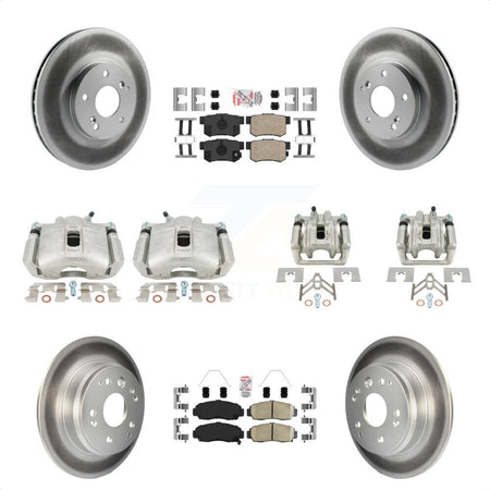 Front Rear Disc Brake Caliper Coated Rotors And Ceramic Pads Kit (10Pc) For Acura TL KCG-101664N by Transit Auto