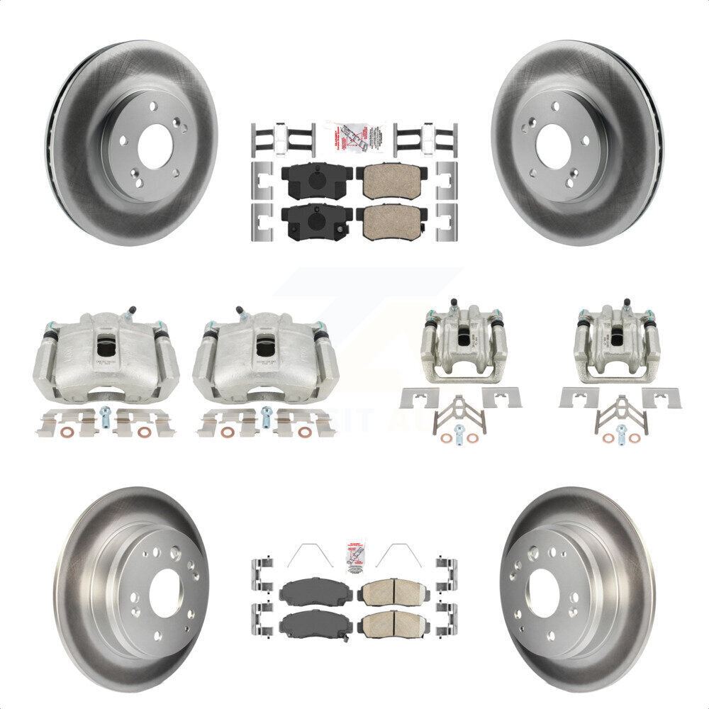 Front Rear Disc Brake Caliper Coated Rotors And Ceramic Pads Kit (10Pc) For Acura TL KCG-101667N by Transit Auto