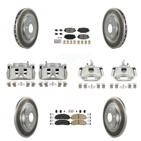 Front Rear Brake Caliper Coat Rotor & Ameribrakes Pad Kit (10Pc) For 14-20 Dodge Journey KCG-101668N