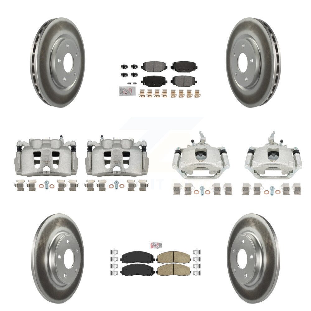 Front Rear Brake Caliper Coat Rotor & Ameribrakes Pad Kit (10Pc) For 14-20 Dodge Journey KCG-101669N