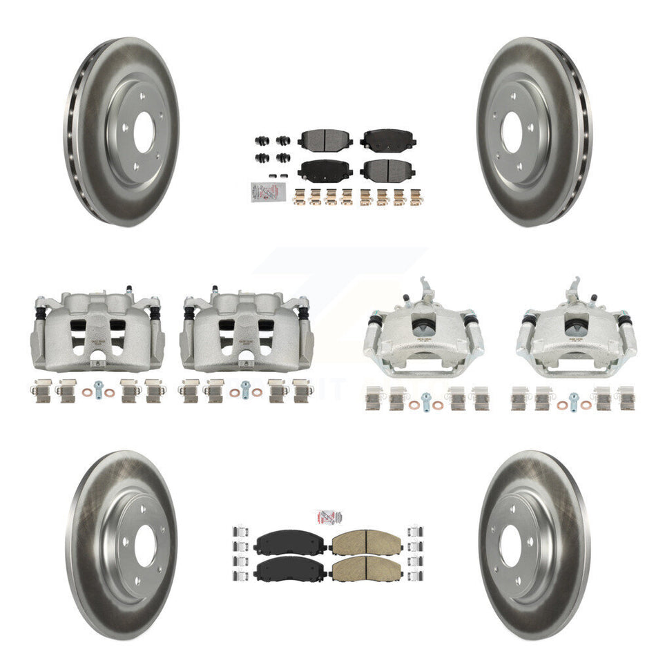 Front Rear Brake Caliper Coat Rotor & Ameribrakes Pad Kit (10Pc) For 14-20 Dodge Journey KCG-101669N
