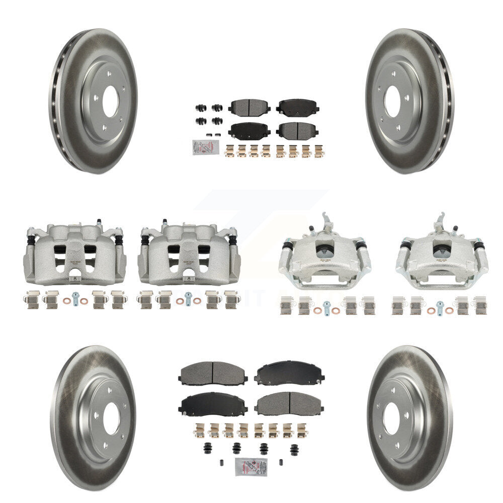 Front Rear Brake Caliper Coat Rotor Semi-Metallic Pad Kit (10Pc) For 14-20 Dodge Journey KCG-101670N