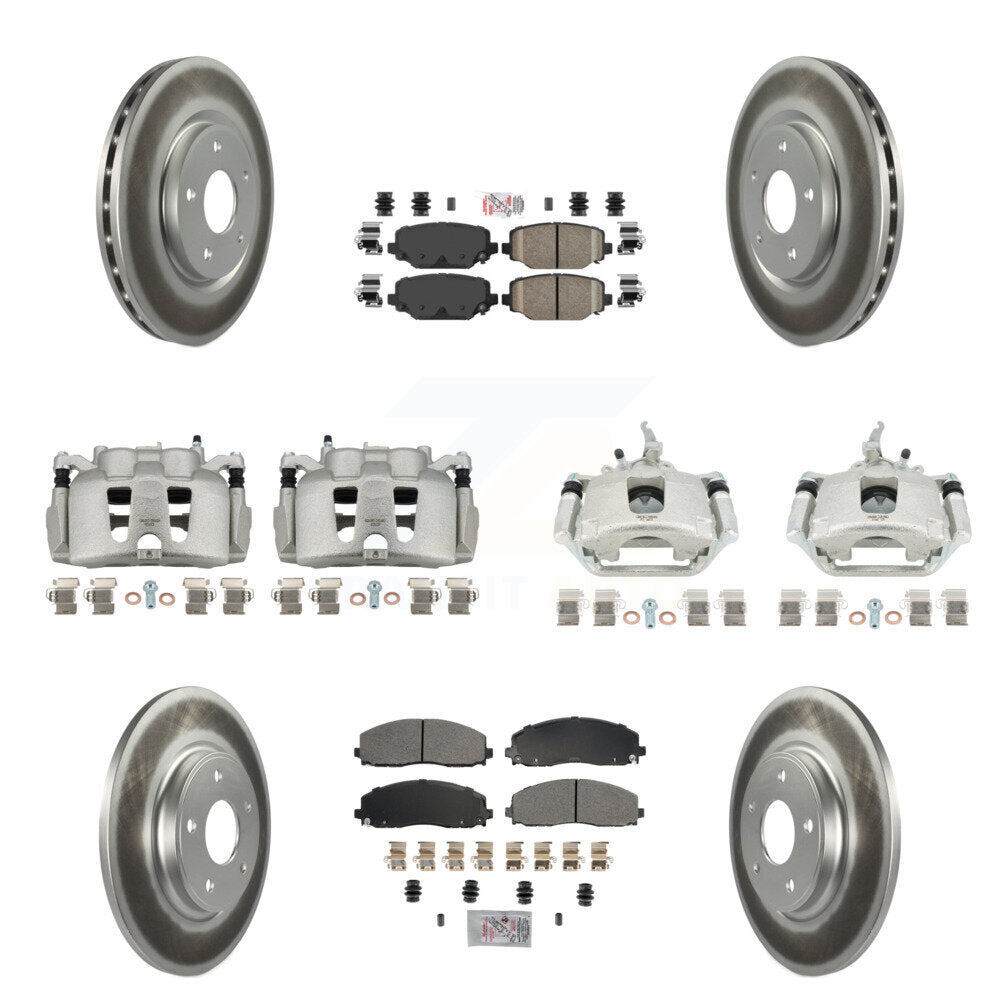 Front Rear Brake Caliper Coat Rotor & Ameribrakes Pad Kit (10Pc) For 14-20 Dodge Journey KCG-101673N