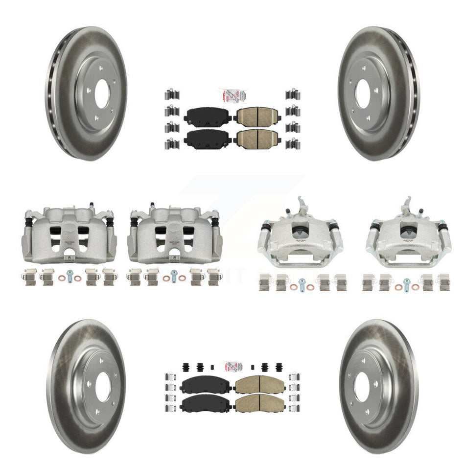 Front Rear Brake Caliper Coat Rotor & Ceramic Pad Kit (10Pc) For 2014-2020 Dodge Journey KCG-101674N