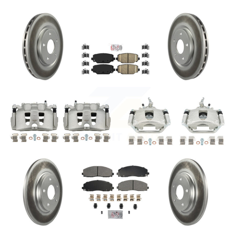 Front Rear Brake Caliper Coat Rotor & Ameribrakes Pad Kit (10Pc) For 14-20 Dodge Journey KCG-101676N
