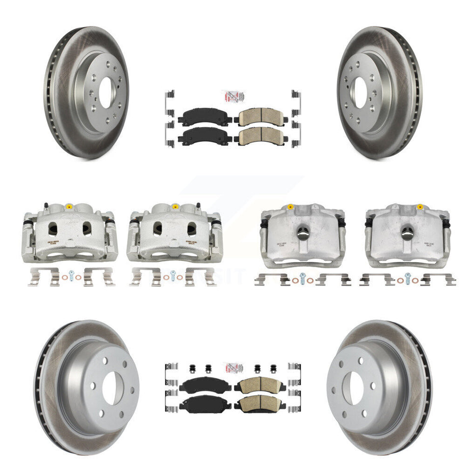 Front Rear Brake Caliper Coat Rotors & Ceramic Pad Kit (10Pc) For Chevrolet Express 1500 KCG-101677N