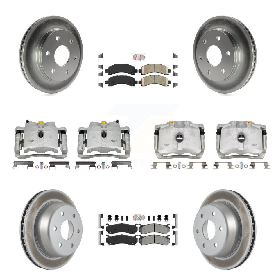 Front Rear Brake Caliper Coat Rotor & Ameribrakes Pad Kit (10Pc) For Chevrolet Avalanche KCG-101684N