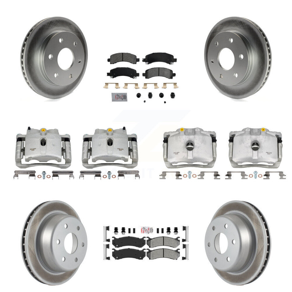 Front Rear Brake Caliper Coat Rotor Semi-Metallic Pad Kit (10Pc) For Chevrolet Avalanche KCG-101686N