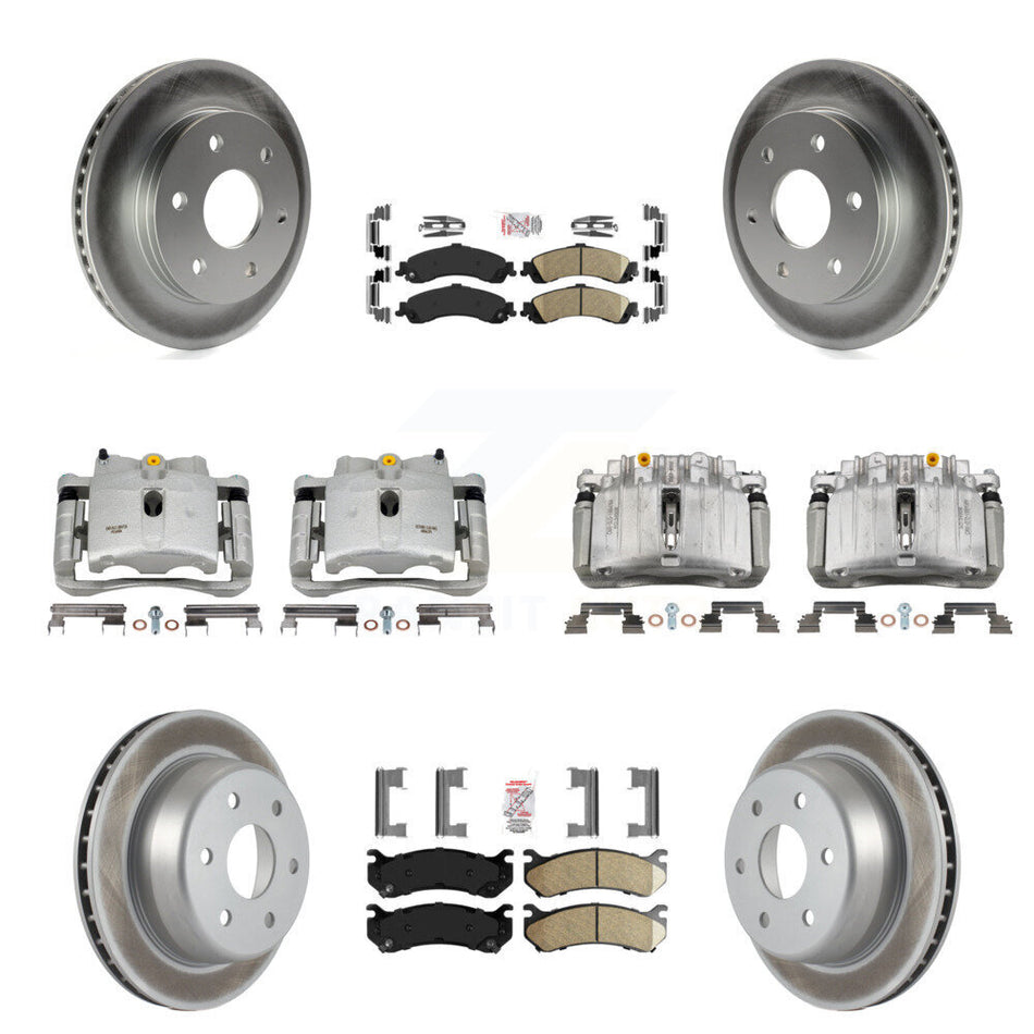 Front Rear Brake Caliper Coat Rotors Ceramic Pad Kit (10Pc) For Chevrolet Silverado 1500 KCG-101687N