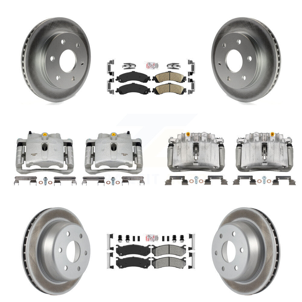 Front Rear Brake Caliper Coat Rotor & Ameribrakes Pad Kit (10Pc) For Chevrolet Silverado KCG-101688N