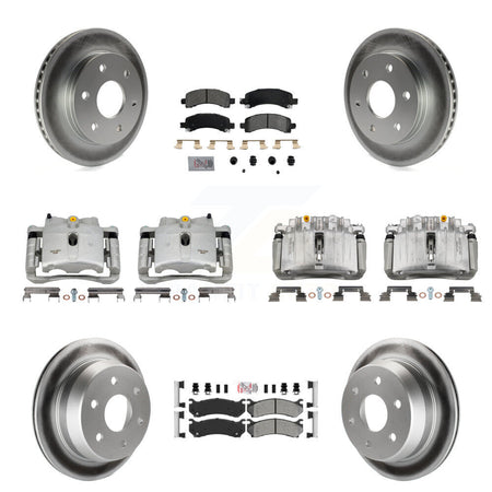 Front Rear Disc Brake Caliper Coated Rotors And Semi-Metallic Pads Kit (10Pc) For KCG-101692N