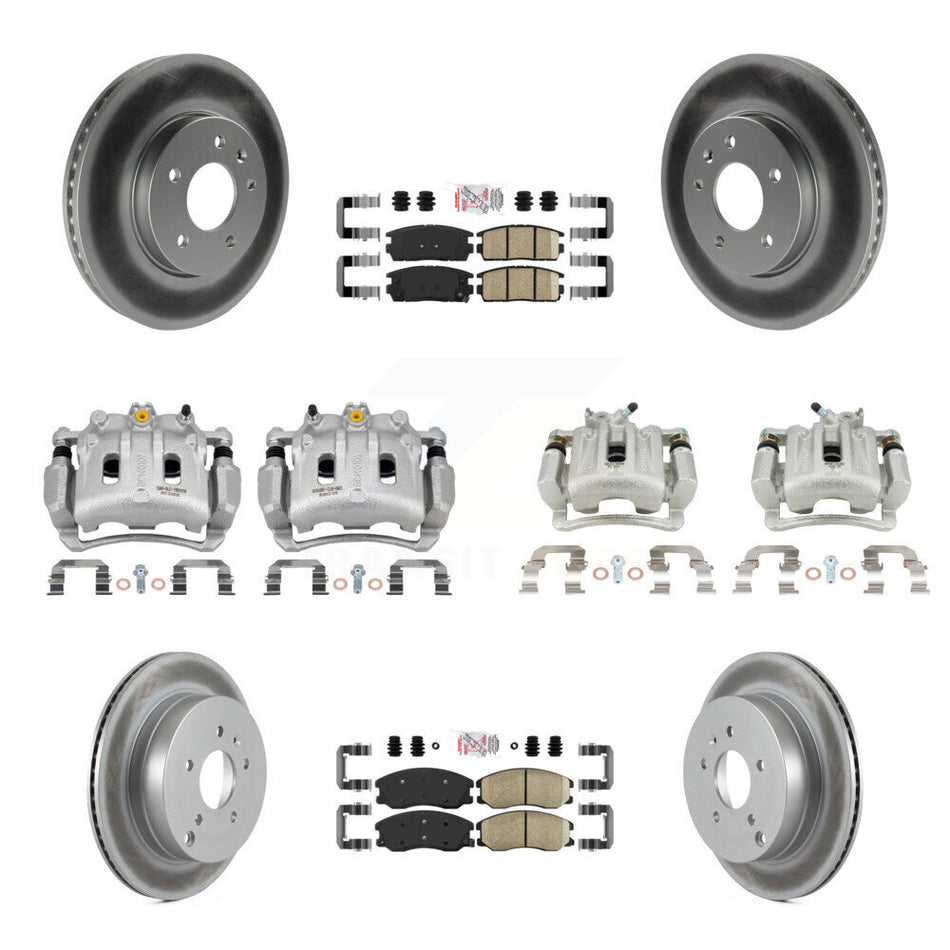 Front Rear Brake Caliper Coat Rotor Ceramic Pad Kit (10Pc) For Chevrolet Equinox Pontiac KCG-101698N