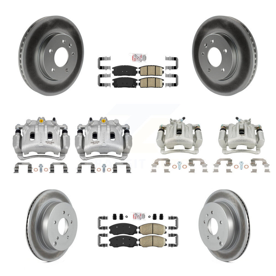 Front Rear Brake Caliper Coat Rotor Ceramic Pad Kit (10Pc) For Chevrolet Equinox Pontiac KCG-101700N