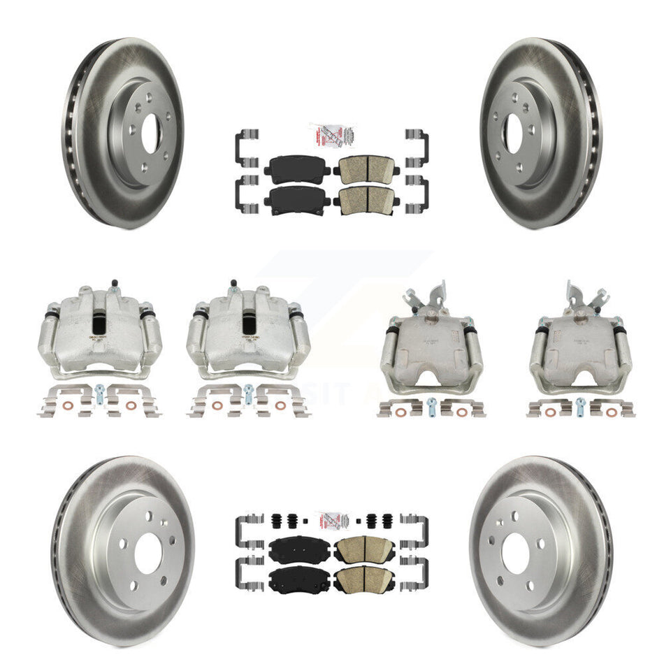Front Rear Disc Brake Caliper Coated Rotors And Ceramic Pads Kit (10Pc) For Chevrolet Impala Malibu KCG-101706N