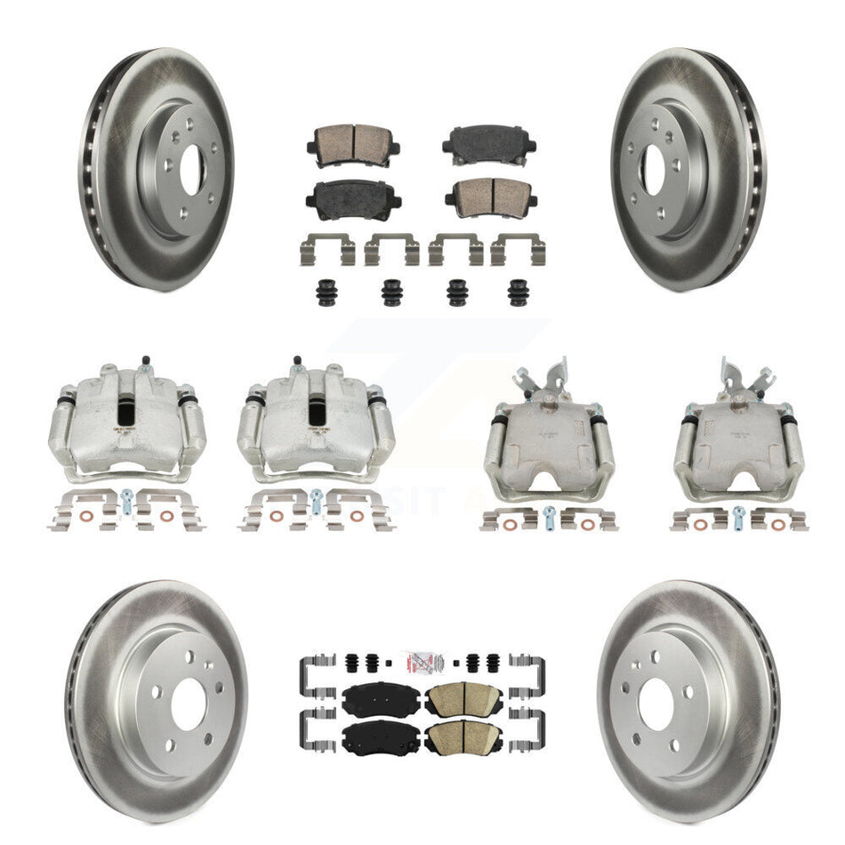 Front Rear Disc Brake Caliper Coated Rotors And Ceramic Pads Kit (10Pc) For Chevrolet Impala Malibu KCG-101708N