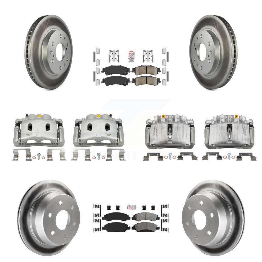 Front Rear Disc Brake Caliper Coated Rotors And Ameribrakes Pads Kit (10Pc) For KCG-101717N