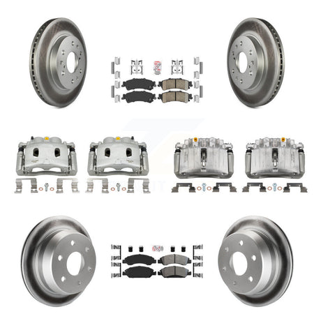 Front Rear Disc Brake Caliper Coated Rotors And Ameribrakes Pads Kit (10Pc) For KCG-101717N