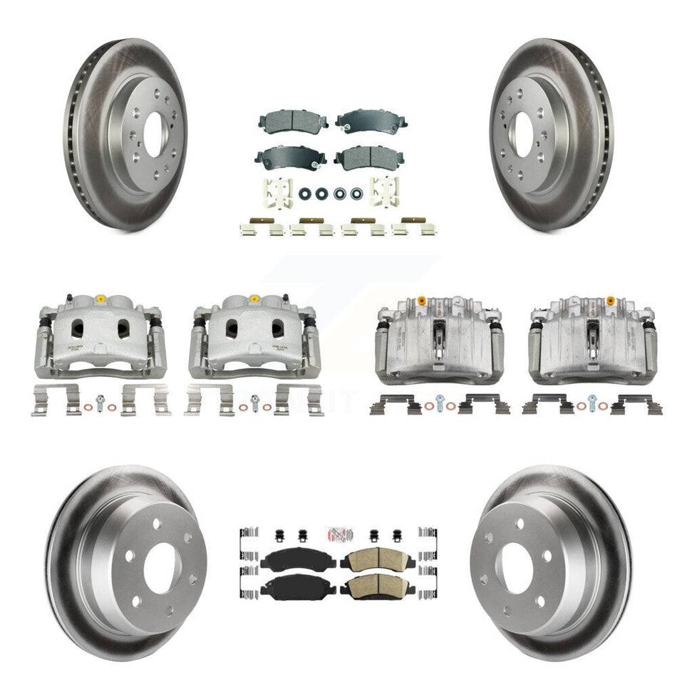 Front Rear Disc Brake Caliper Coated Rotors And Ameribrakes Pads Kit (10Pc) For KCG-101718N