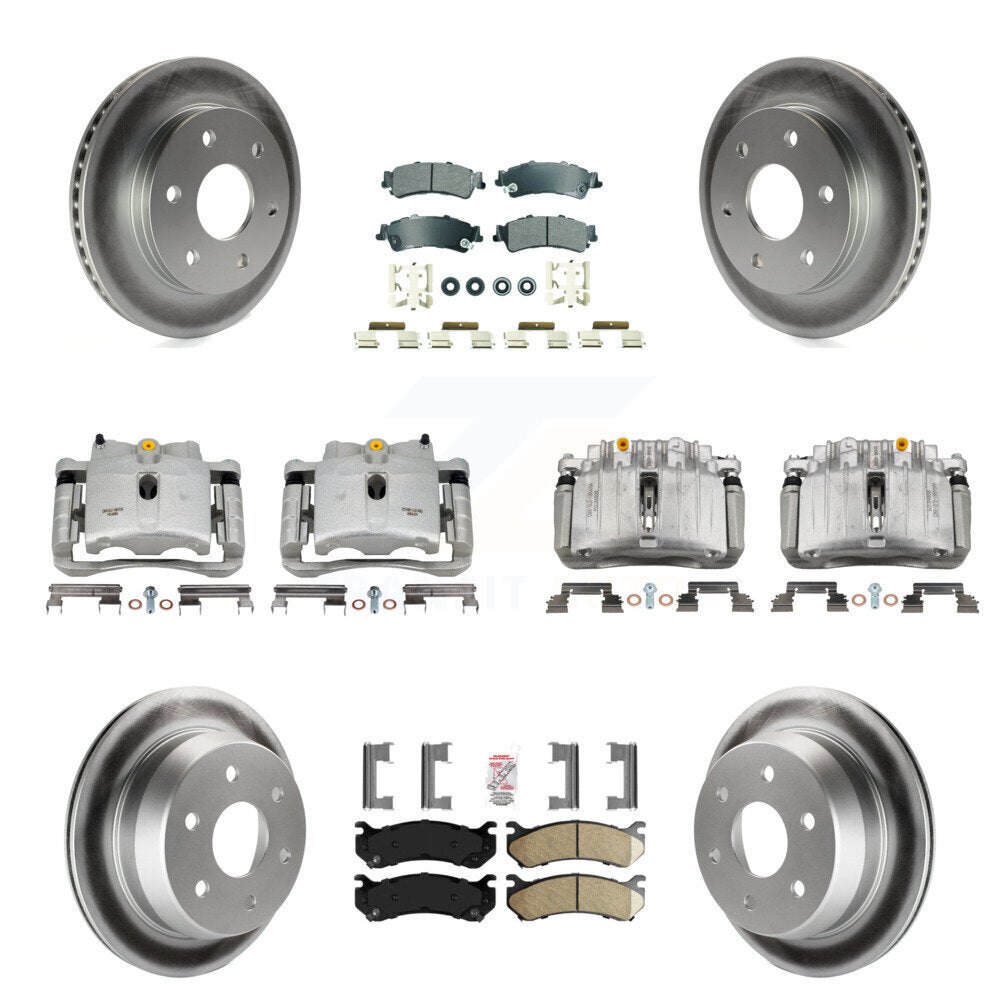 Front Rear Brake Caliper Coat Rotor & Ameribrakes Pad Kit (10Pc) For Chevrolet Silverado KCG-101719N