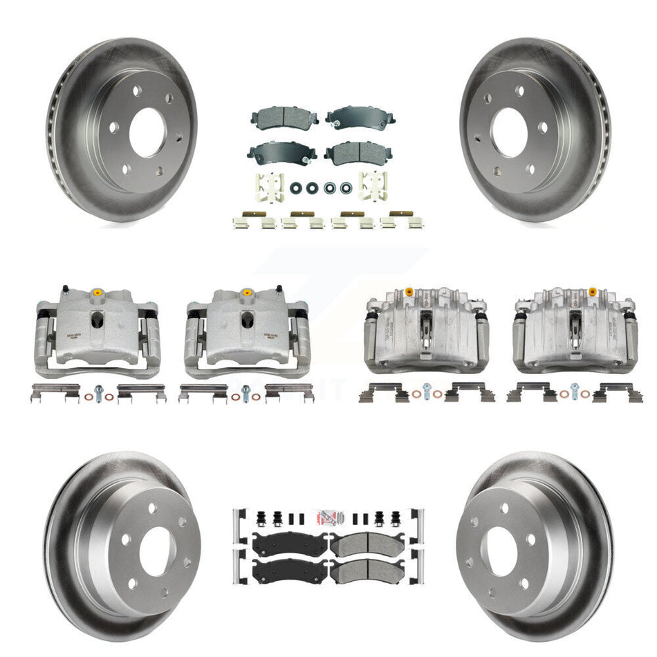 Front Rear Brake Caliper Coat Rotor Semi-Metallic Pad Kit (10Pc) For Chevrolet Silverado KCG-101720N