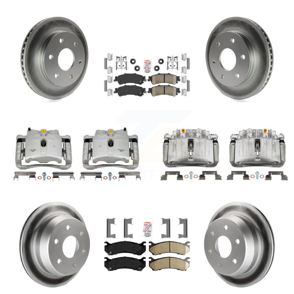 Front Rear Brake Caliper Coat Rotors Ceramic Pad Kit (10Pc) For Chevrolet Silverado 1500 KCG-101724N