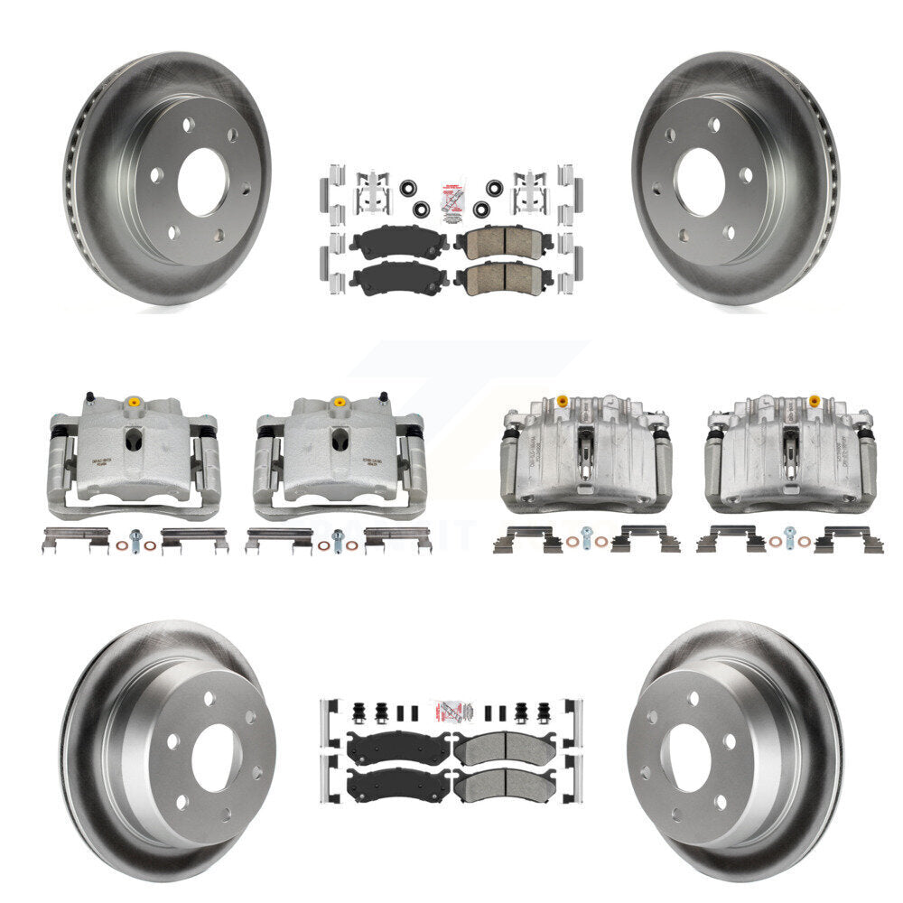 Front Rear Brake Caliper Coat Rotor & Ameribrakes Pad Kit (10Pc) For Chevrolet Silverado KCG-101725N