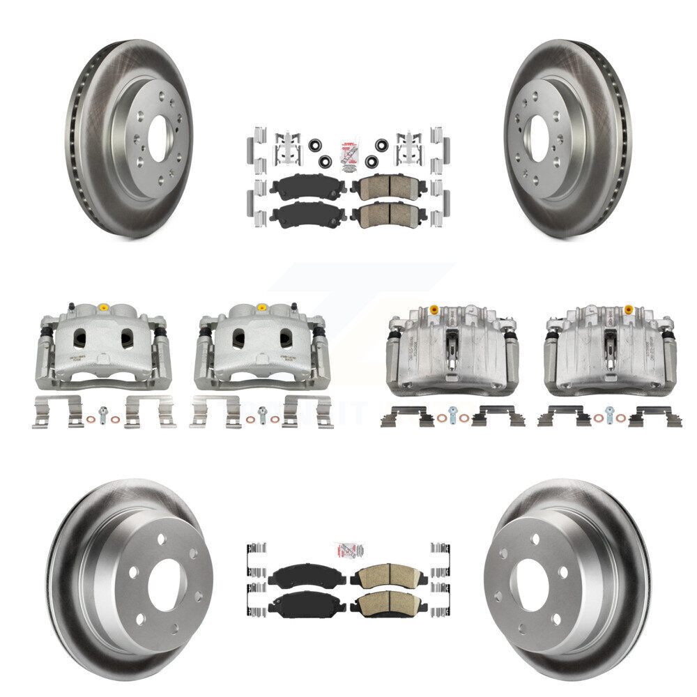 Front Rear Disc Brake Caliper Coated Rotors And Ceramic Pads Kit (10Pc) For KCG-101726N
