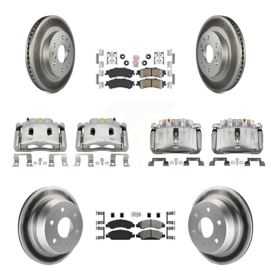 Front Rear Disc Brake Caliper Coated Rotors And Ameribrakes Pads Kit (10Pc) For KCG-101727N