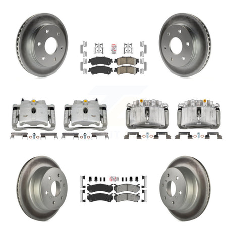 Front Rear Disc Brake Caliper Coated Rotors And Ameribrakes Pads Kit (10Pc) For KCG-101729N
