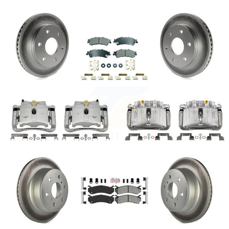 Front Rear Disc Brake Caliper Coated Rotors And Semi-Metallic Pads Kit (10Pc) For KCG-101731N