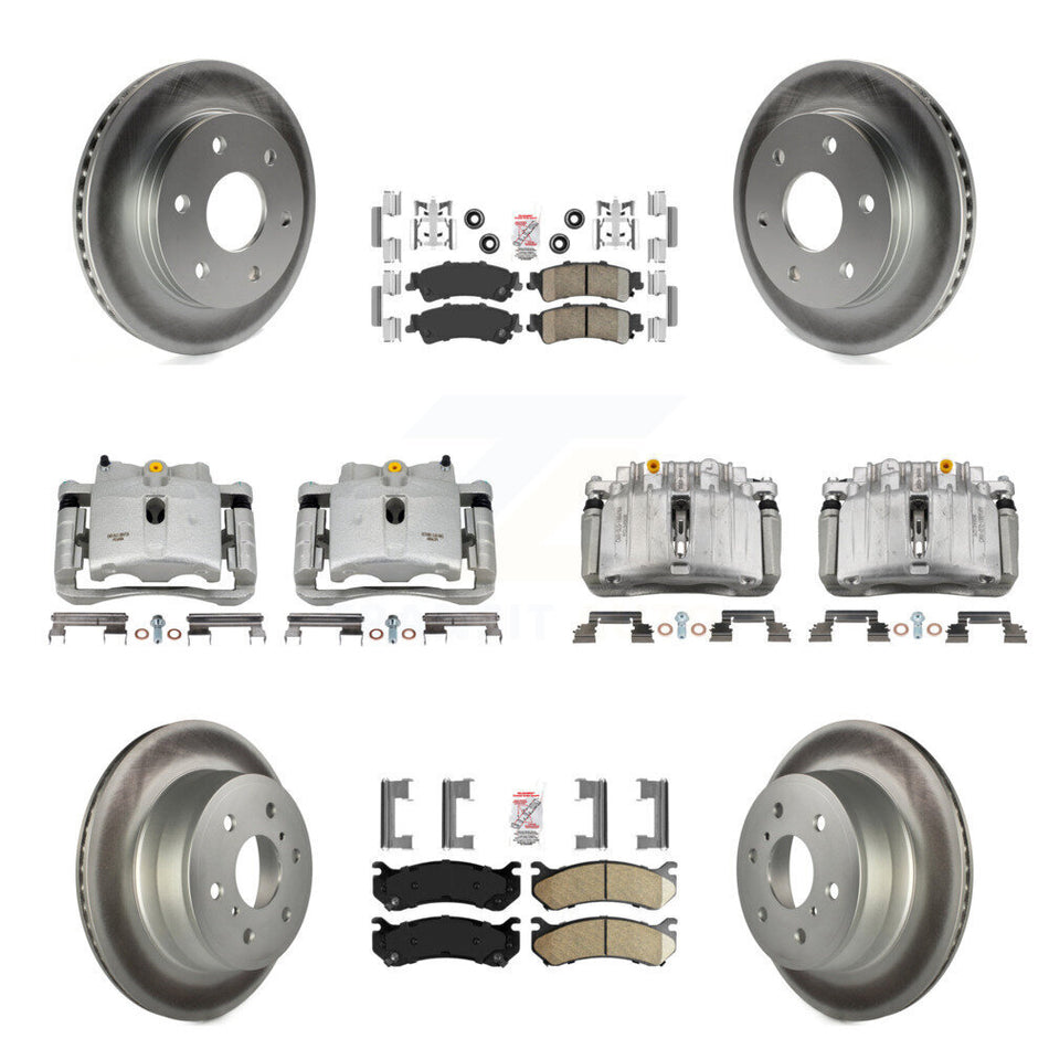 Front Rear Brake Caliper Coat Rotor & Ceramic Pad Kit (10Pc) For GMC Sierra 1500 Classic KCG-101732N