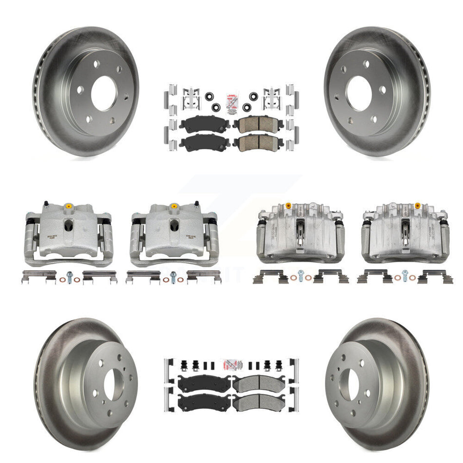 Front Rear Disc Brake Caliper Coated Rotors And Ameribrakes Pads Kit (10Pc) For KCG-101733N