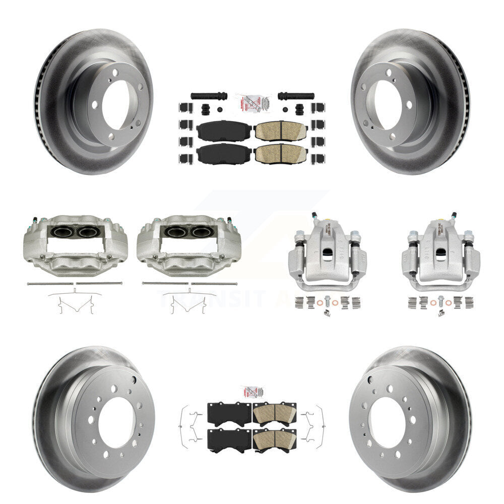 Front Rear Brake Caliper Coat Rotor And Ceramic Pad Kit (10Pc) For Toyota Tundra Sequoia KCG-101762N