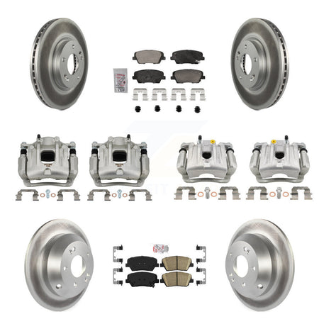 Front Rear Disc Brake Caliper Coat Rotor Ceramic Pad Kit (10Pc) For Hyundai Santa Fe Kia KCG-101770N