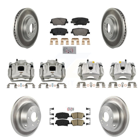 Front Rear Disc Brake Caliper Coat Rotor Ceramic Pad Kit (10Pc) For Hyundai Santa Fe Kia KCG-101774N