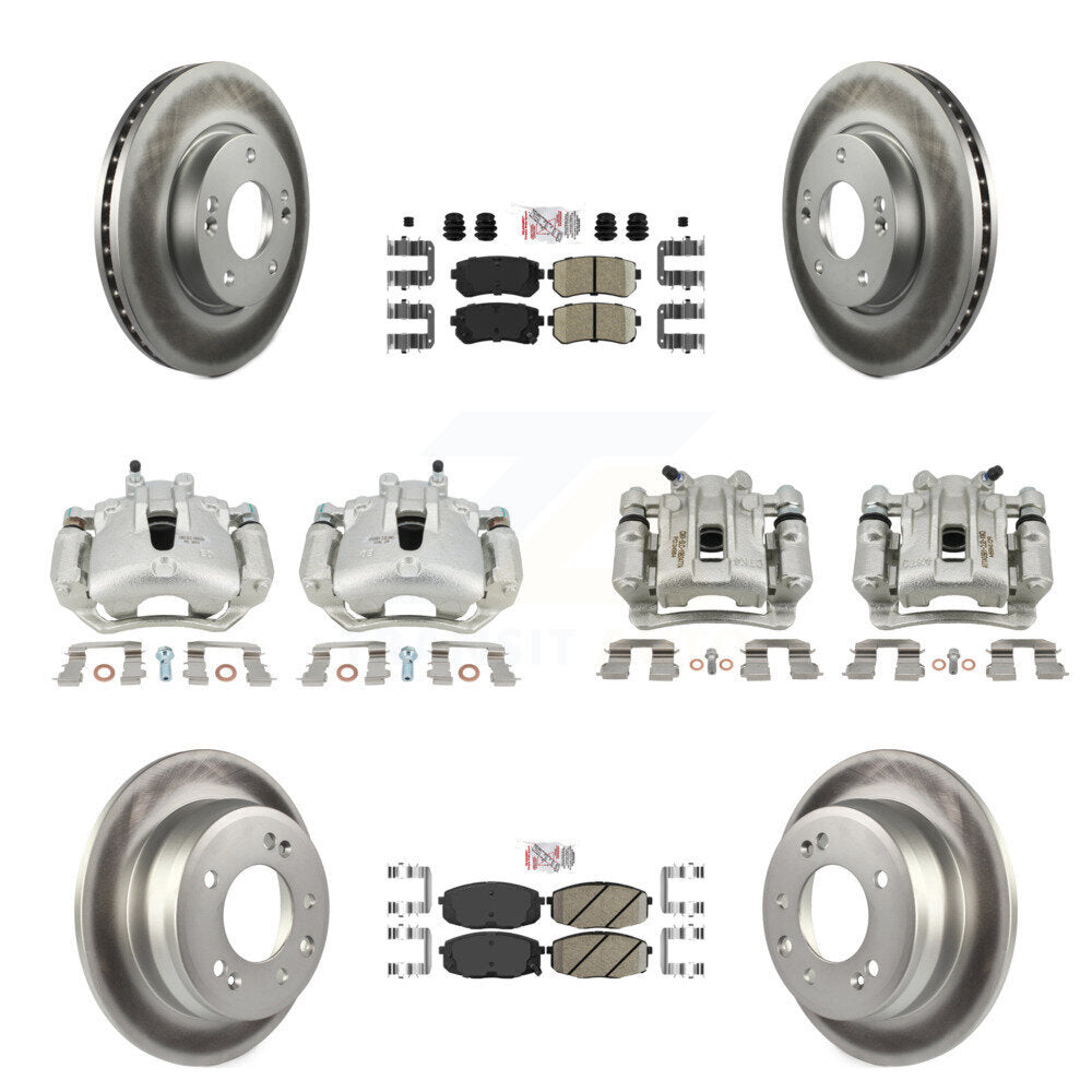 Front Rear Disc Brake Caliper Coat Rotors And Ceramic Pad Kit (10Pc) For Hyundai Elantra KCG-101788N