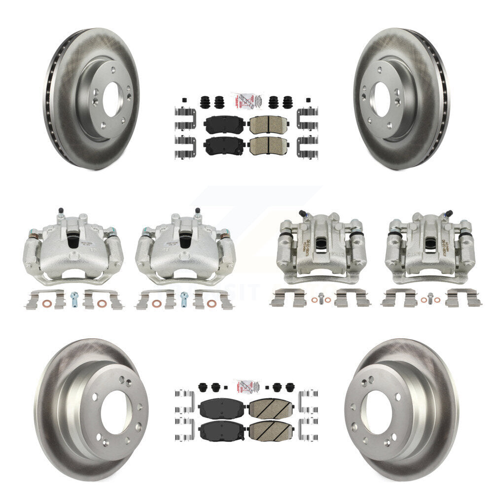 Front Rear Disc Brake Caliper Coat Rotors And Ceramic Pad Kit (10Pc) For Hyundai Elantra KCG-101789N