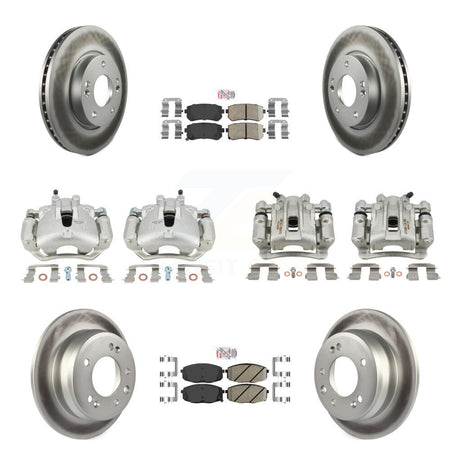 Front Rear Disc Brake Caliper Coat Rotors And Ceramic Pad Kit (10Pc) For Hyundai Elantra KCG-101790N