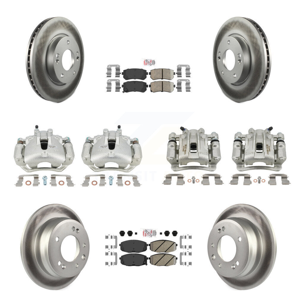 Front Rear Disc Brake Caliper Coat Rotors And Ceramic Pad Kit (10Pc) For Hyundai Elantra KCG-101791N