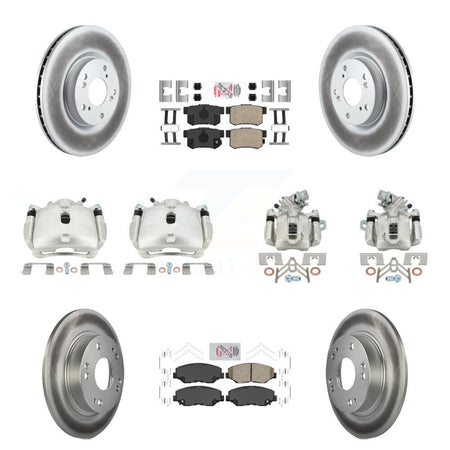 Front Rear Brake Caliper Coat Rotor And Ceramic Pad Kit (10Pc) For Honda Civic Acura ILX KCG-101792N