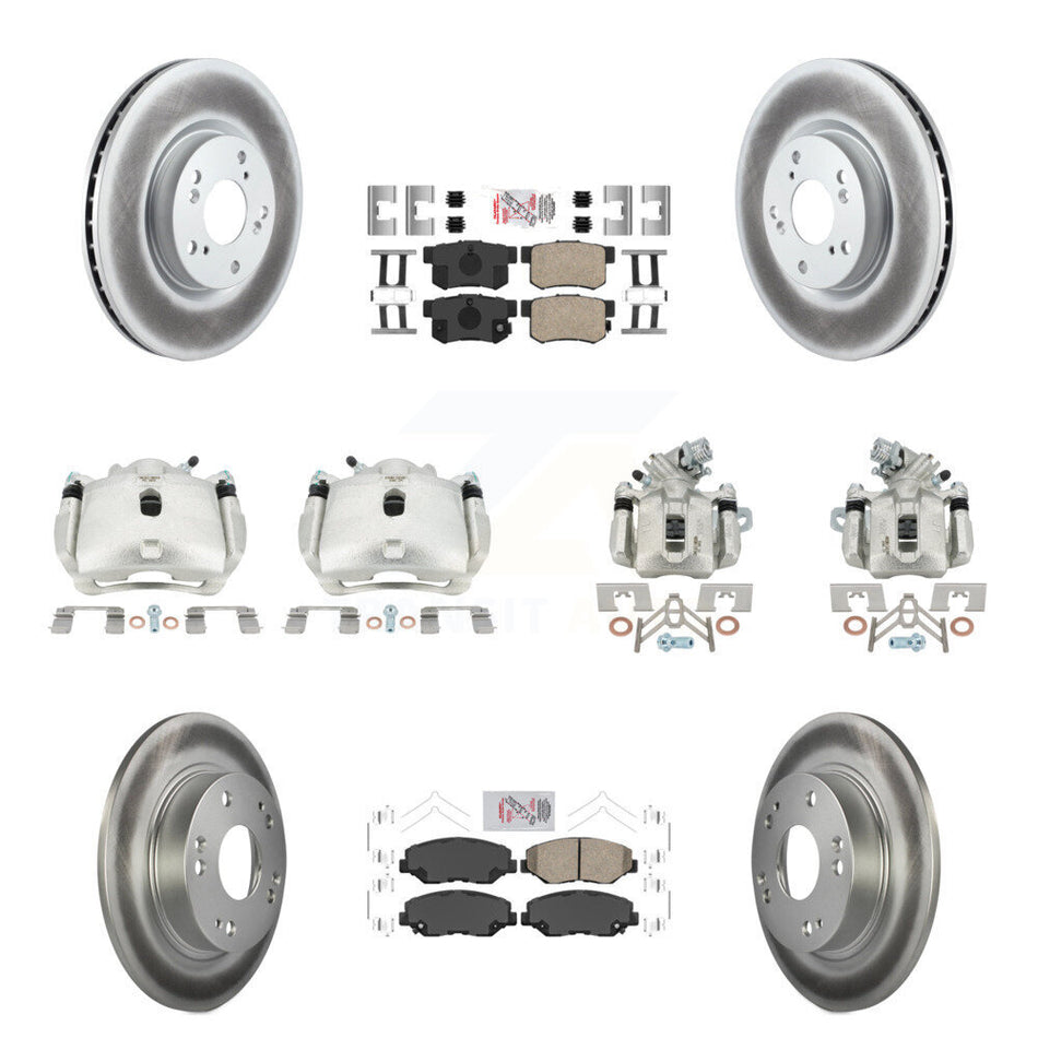 Front Rear Brake Caliper Coat Rotor And Ceramic Pad Kit (10Pc) For Honda Civic Acura ILX KCG-101792N