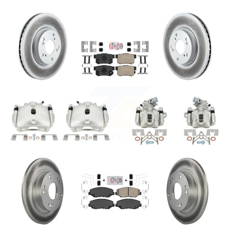 Front Rear Brake Caliper Coat Rotor And Ceramic Pad Kit (10Pc) For Honda Civic Acura ILX KCG-101793N