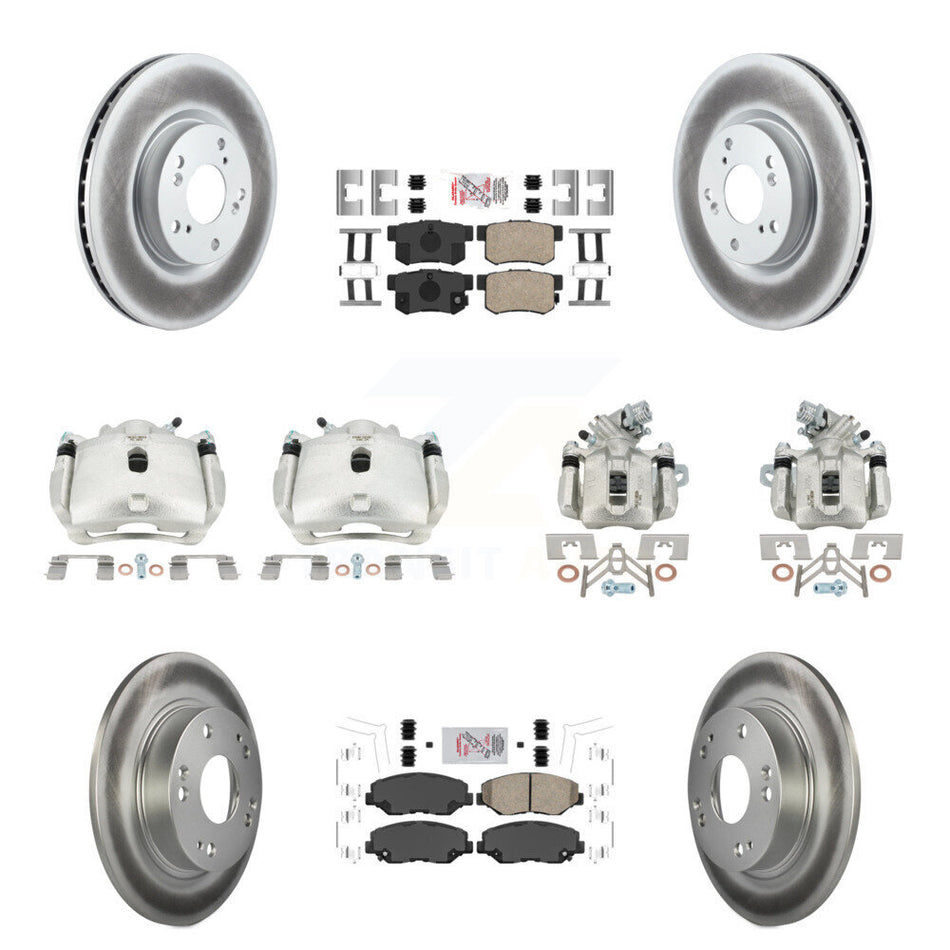 Front Rear Brake Caliper Coat Rotor And Ceramic Pad Kit (10Pc) For Honda Civic Acura ILX KCG-101793N