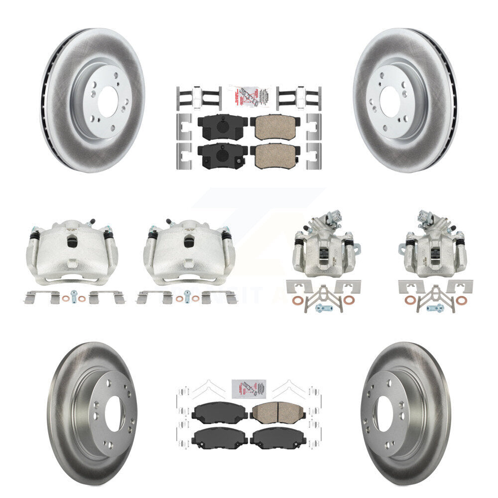 Front Rear Brake Caliper Coat Rotor And Ceramic Pad Kit (10Pc) For Honda Civic Acura ILX KCG-101794N