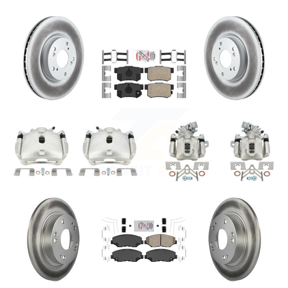 Front Rear Brake Caliper Coat Rotor And Ceramic Pad Kit (10Pc) For Honda Civic Acura ILX KCG-101795N